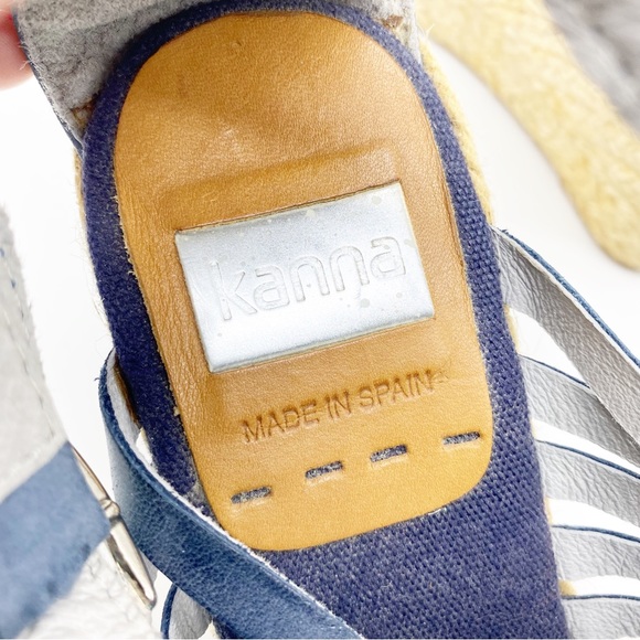 Kanna-Slate Blue Strappy Espadrille Wedges sz 38 - Picture 6 of 7